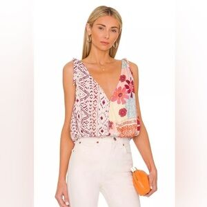 NWT Free People  Tide to You Floral Patchwork  Top size S color tropical combo